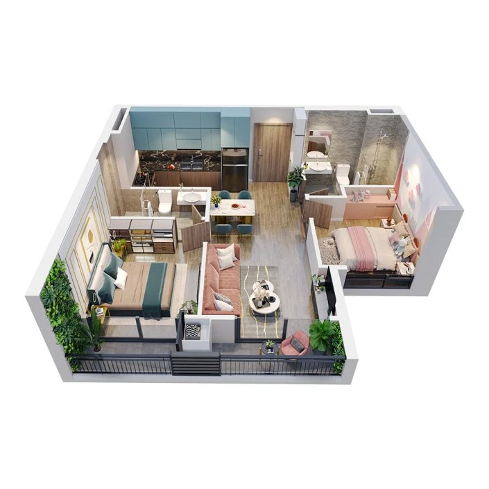 Căn hộ 2PN 60.9 m2