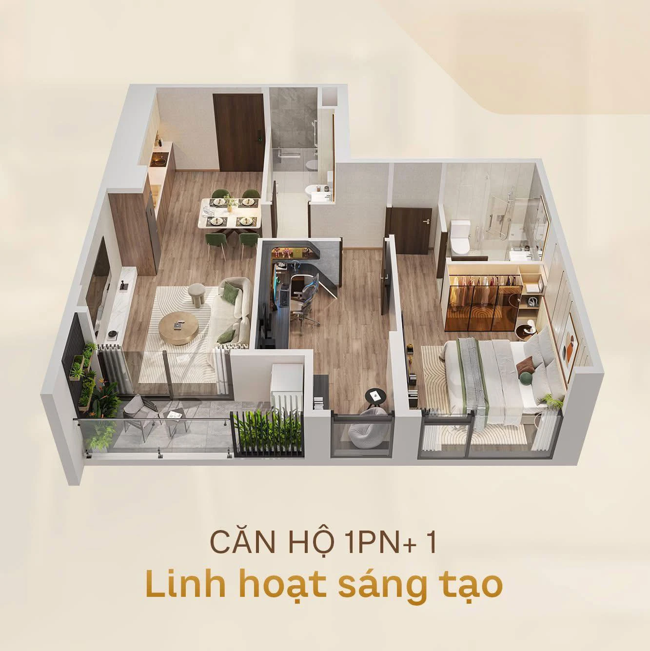 Căn hộ 1 PN +1