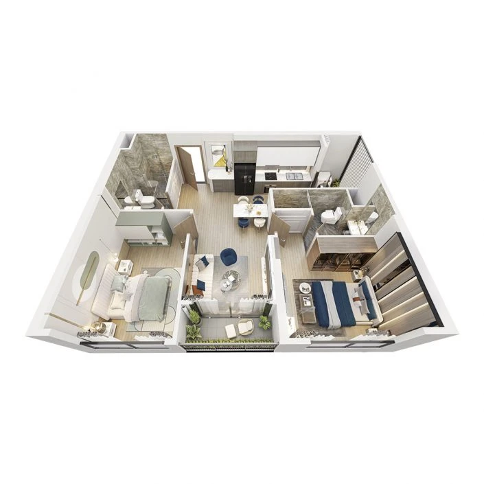 Căn hộ 2PN 63.2 m2
