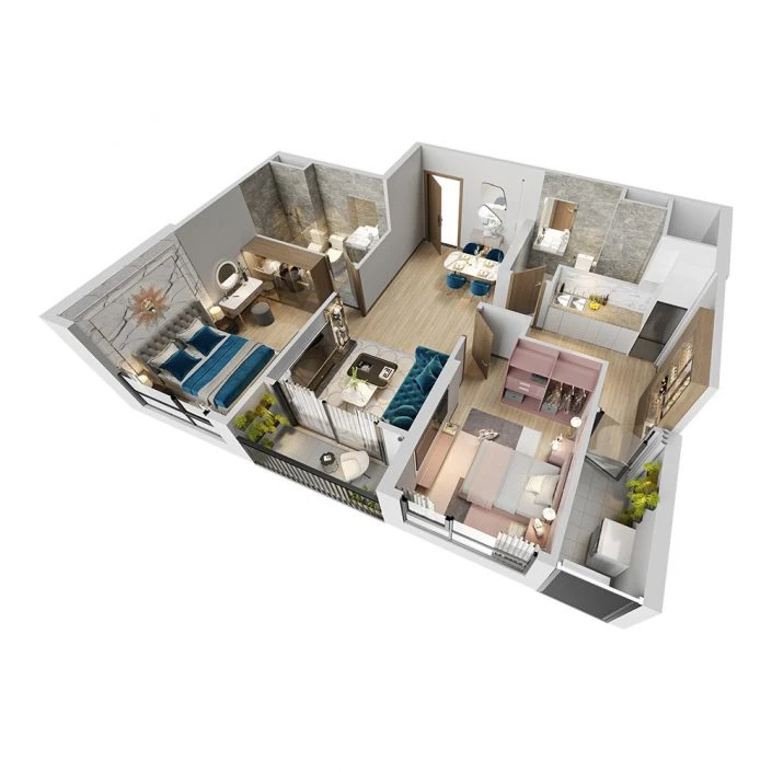 Căn hộ 2PN 70.9 m2