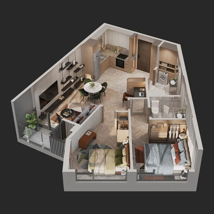 Căn hộ 2PN 68 m2
