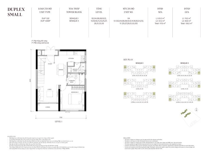 Duplex 117.5 m2 (Tầng 1)
