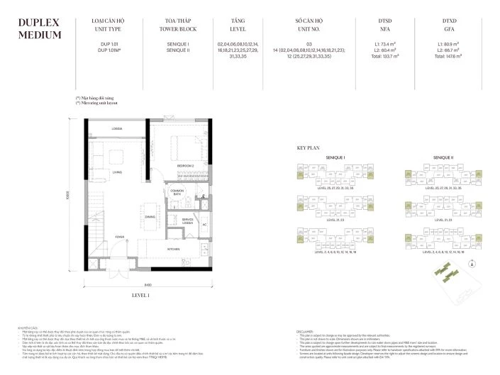 Duplex 137.7 m2 (Tầng 1)