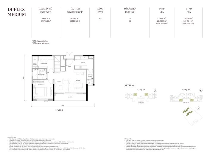 Duplex 189.5 m2 (Tầng 1)