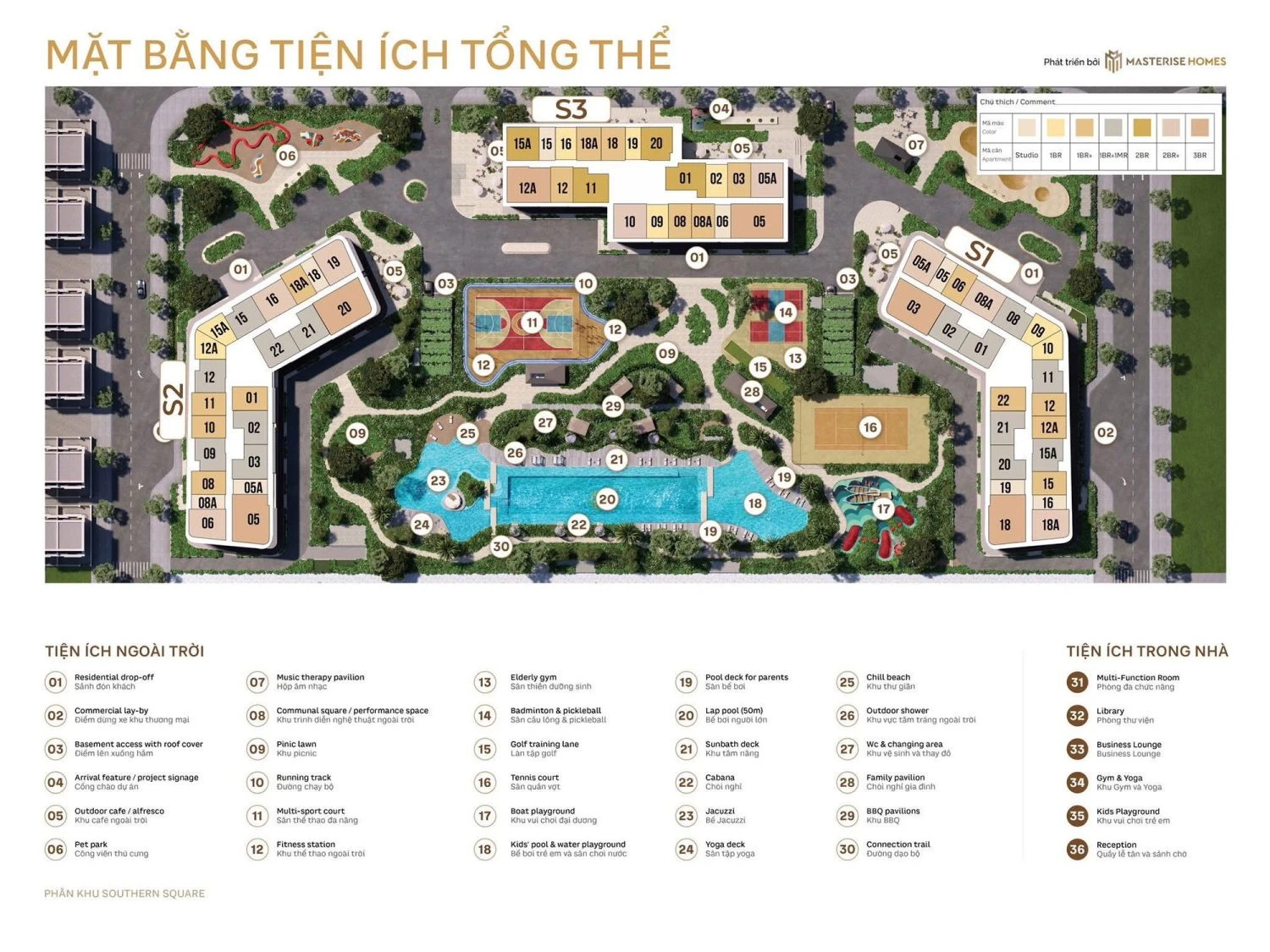 Mặt bằng tiện ích tổng thể