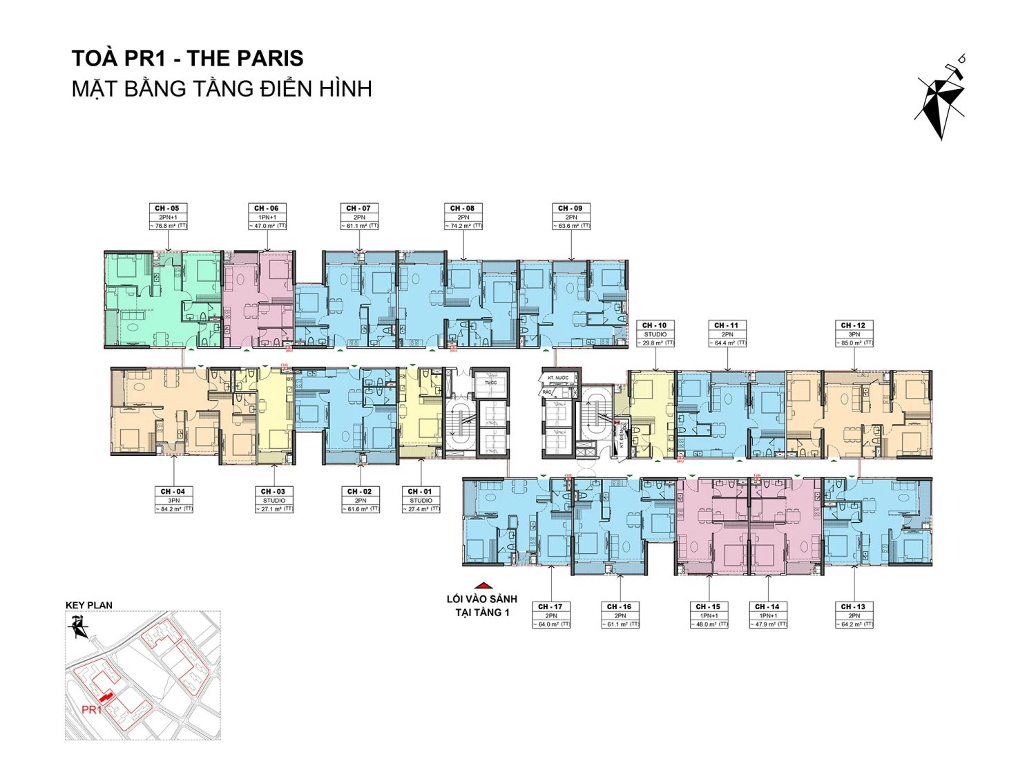 Mặt bằng tòa PR1 The Paris