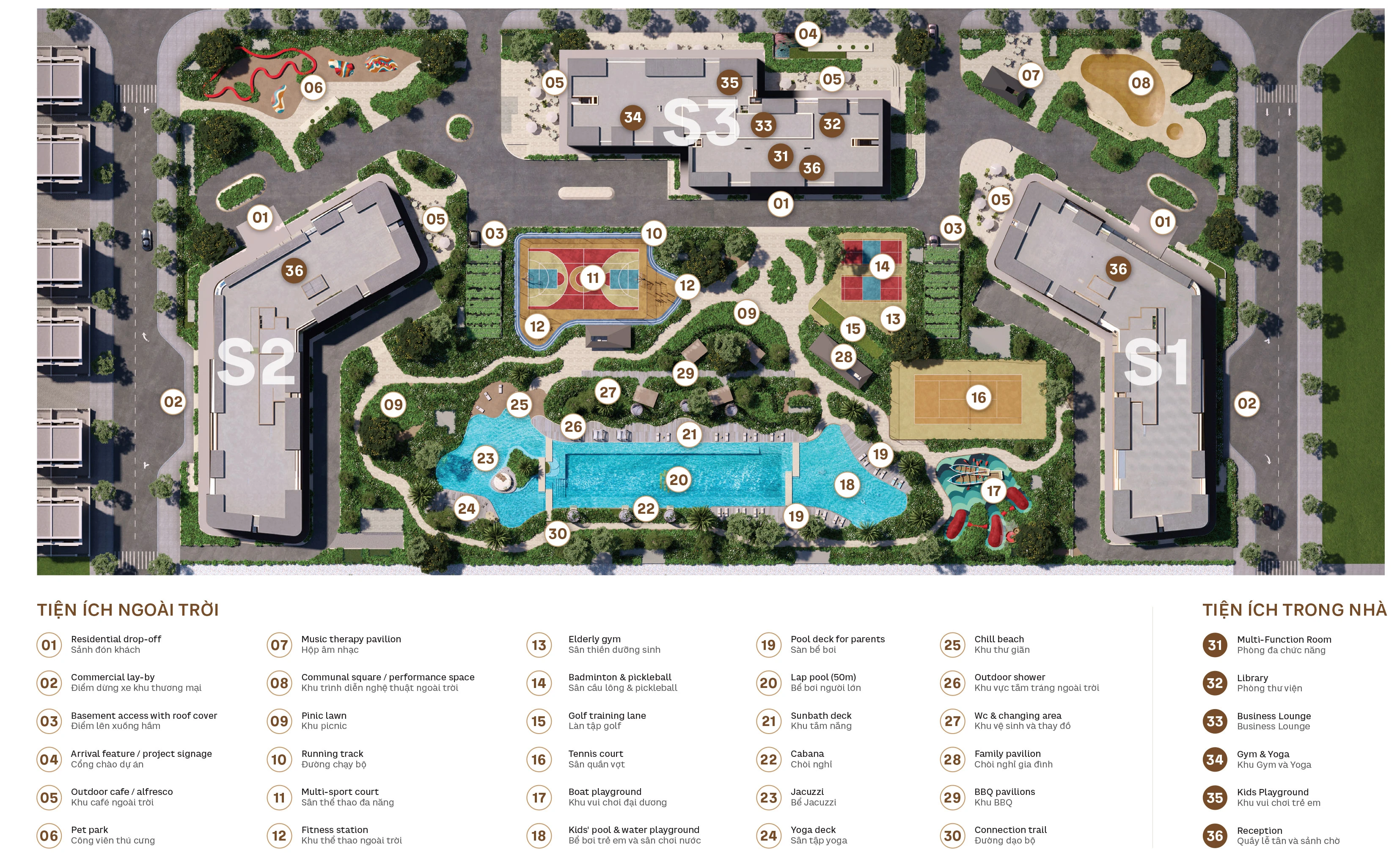 Mặt bằng tiện ích tổng thể