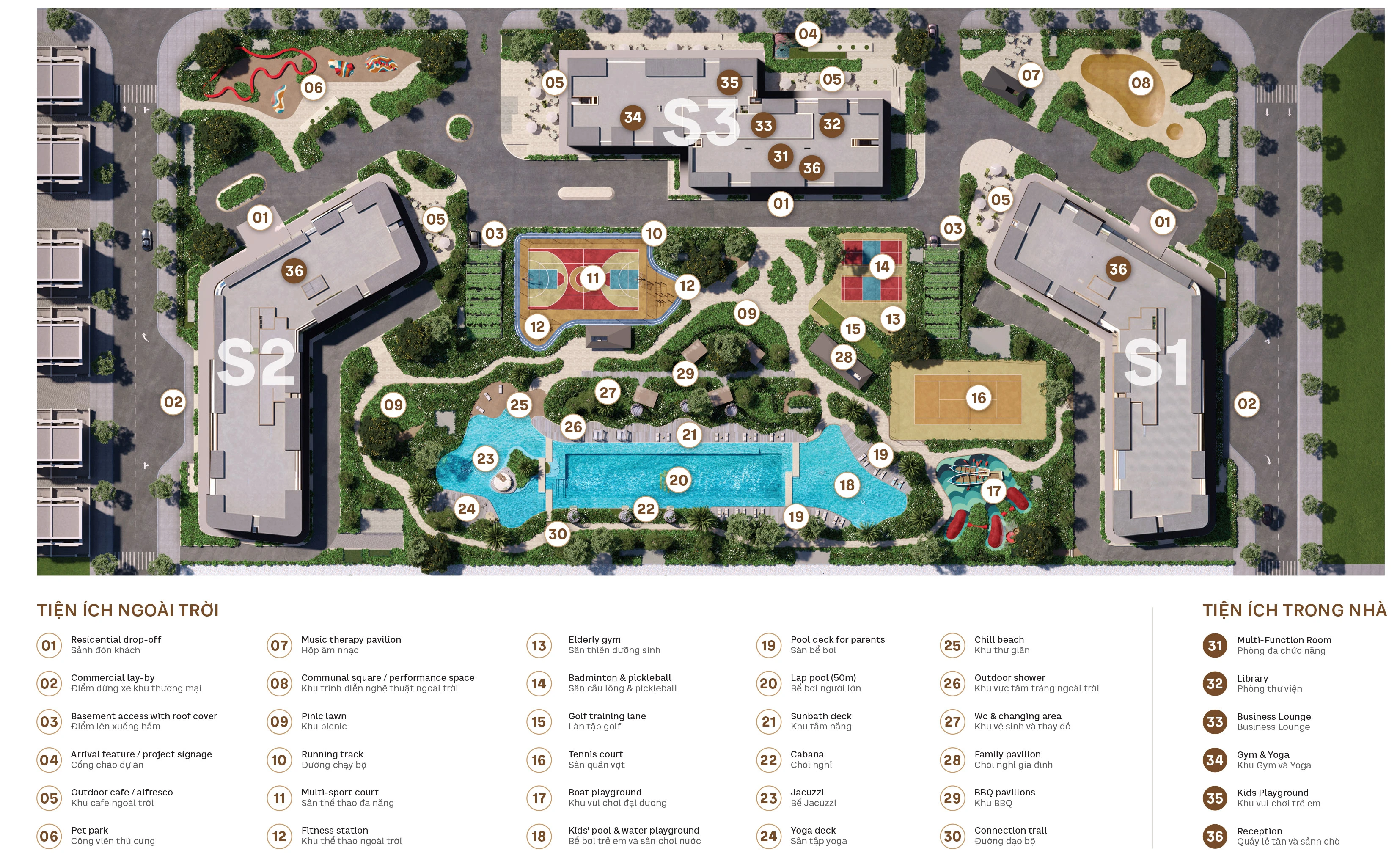 Mặt bằng tiện ích tổng thể