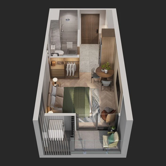 Căn hộ studio 28 m2
