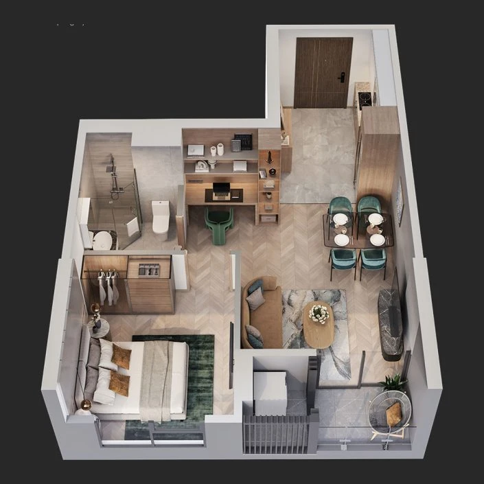 Căn hộ 1PN+1 46 m2