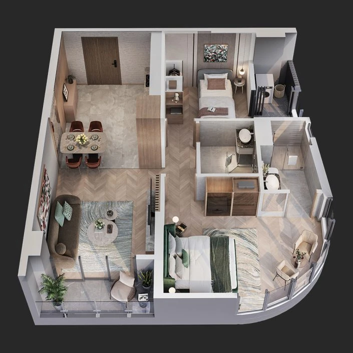 Căn hộ 2PN 68 m2